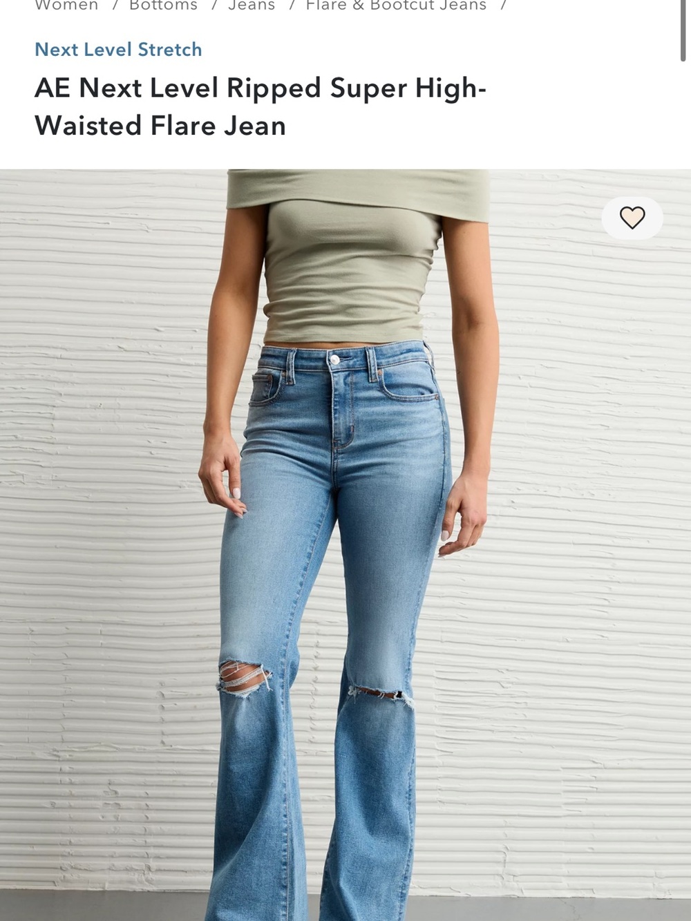 American Eagle Outfitters Light Blue Ripped High-Waisted Flare Jeans